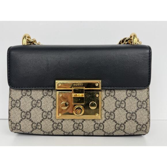 Gucci GG Supreme Padlock Small Shoulder Bag Brown and Black B-6 - Picture 2 of 16